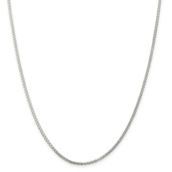 1.75mm Rhodium Plated Sterling Silver Round Spiga Chain Necklace, 24in - Picture 2 of 5